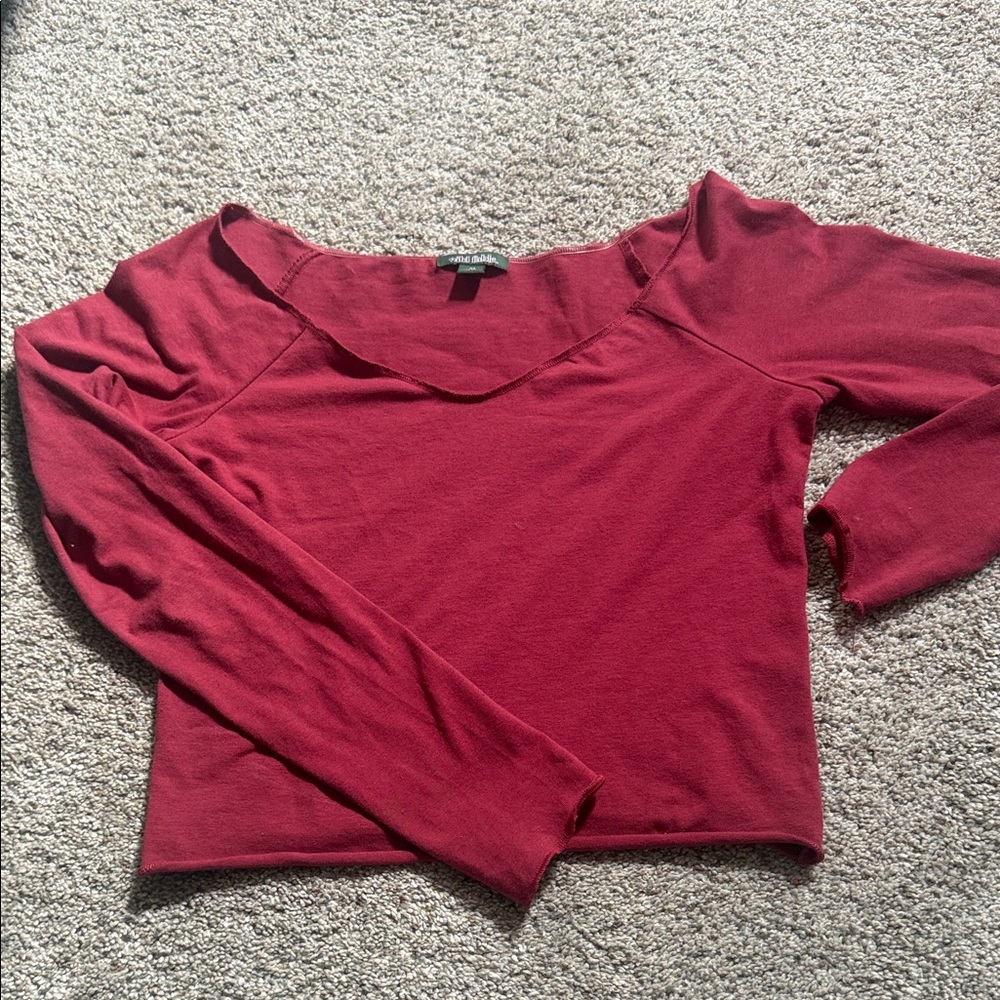 Wild Fable Red Long Sleeve Crop Top